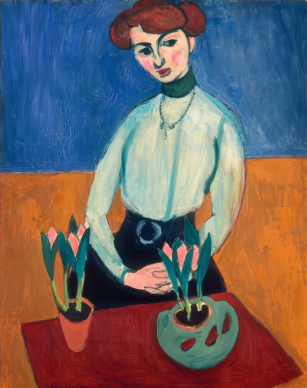 Jonge vrouw met tulpen door Henri Matisse