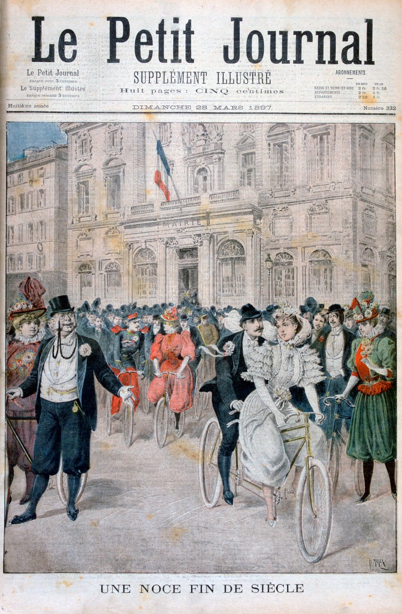 Een bruiloft op een fiets, Frankrijk, 1897 door Henri Meyer