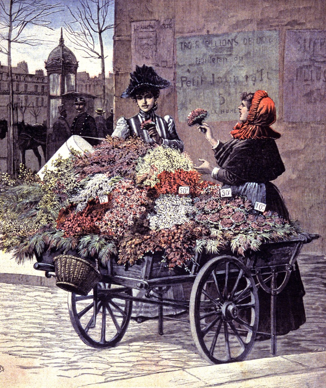 Bloemenverkoper in Parijs door Henri Meyer
