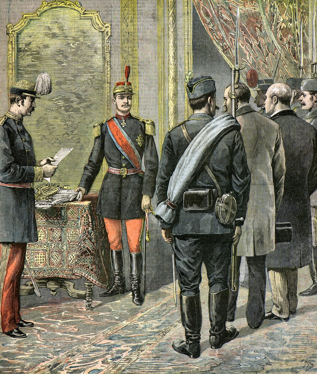Koning Alexander I neemt de macht over in Servië door Henri Meyer