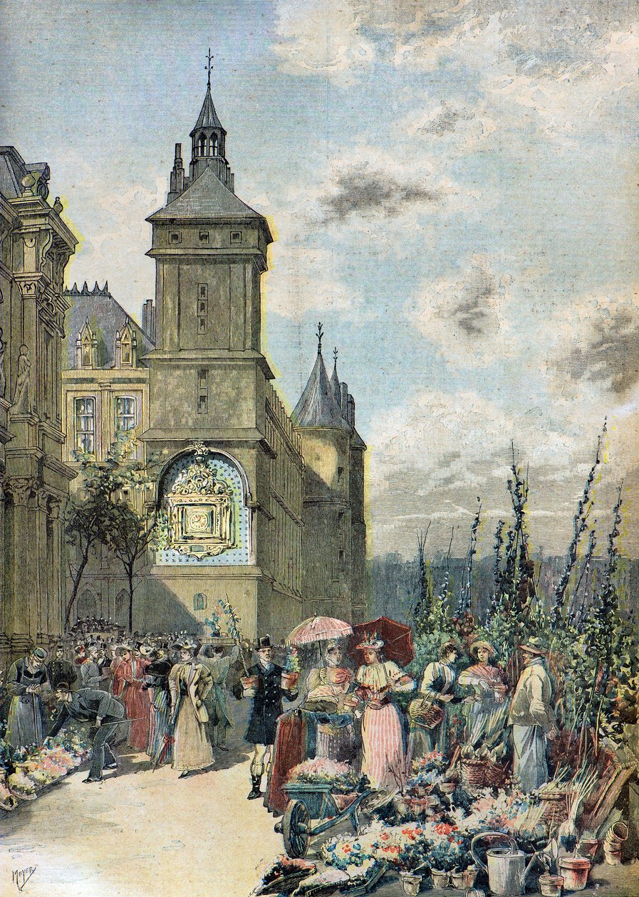 Bloemenmarkt Parijs door Henri Meyer