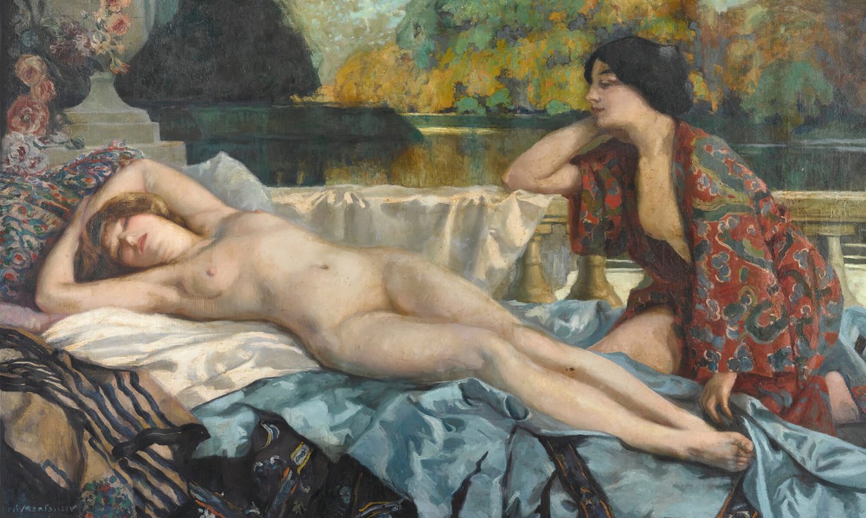 Repos au bord du lac, 1912 door Henri Montassier