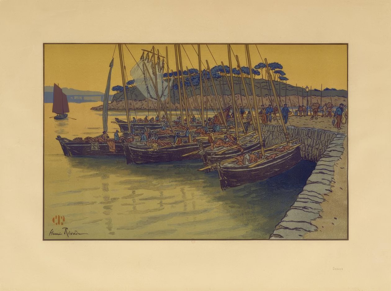 Aankomst van boten in Tréboul door Henri Rivière