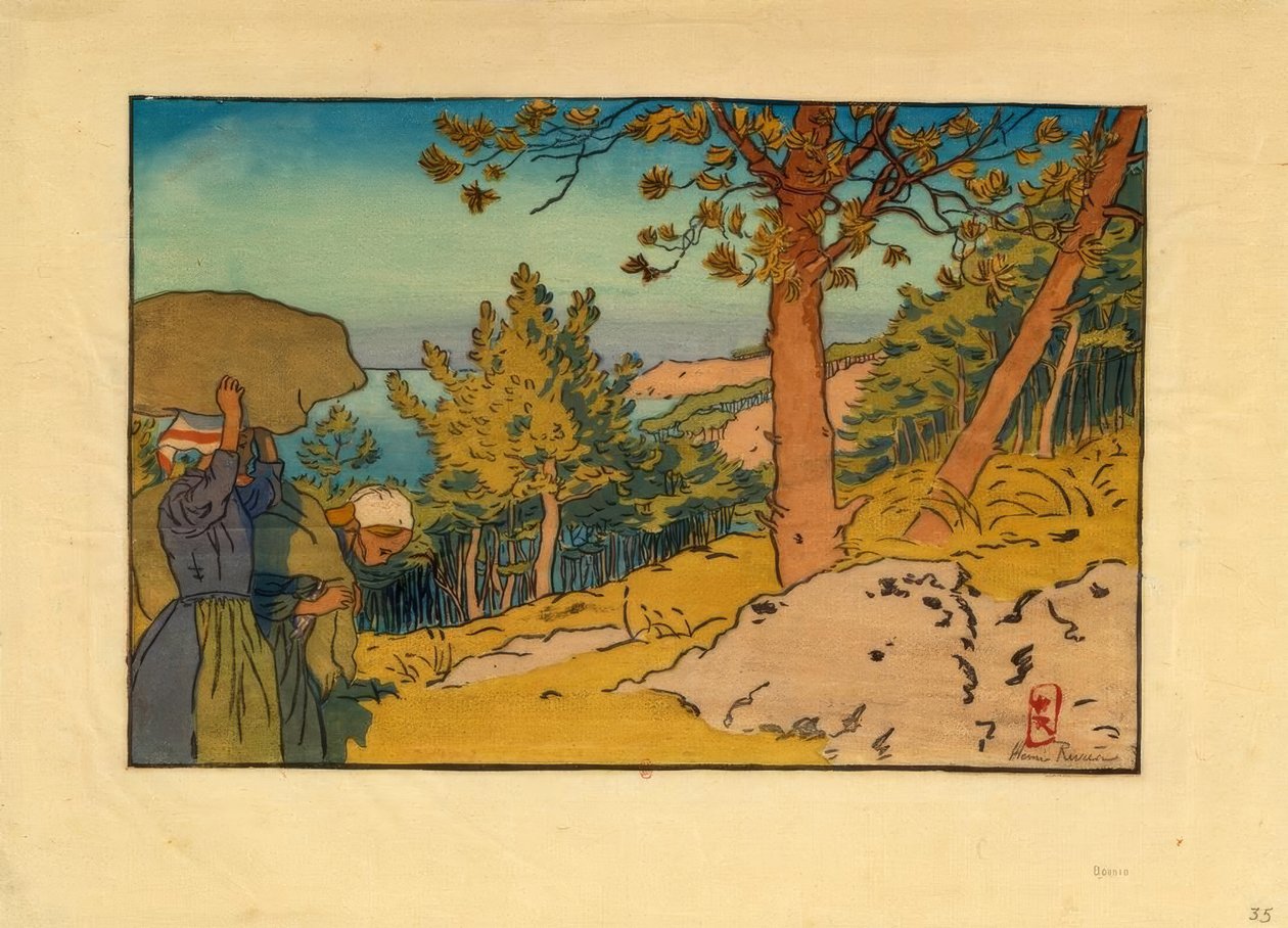 Pijnboombos in Kermarie (Loguivy) door Henri Rivière