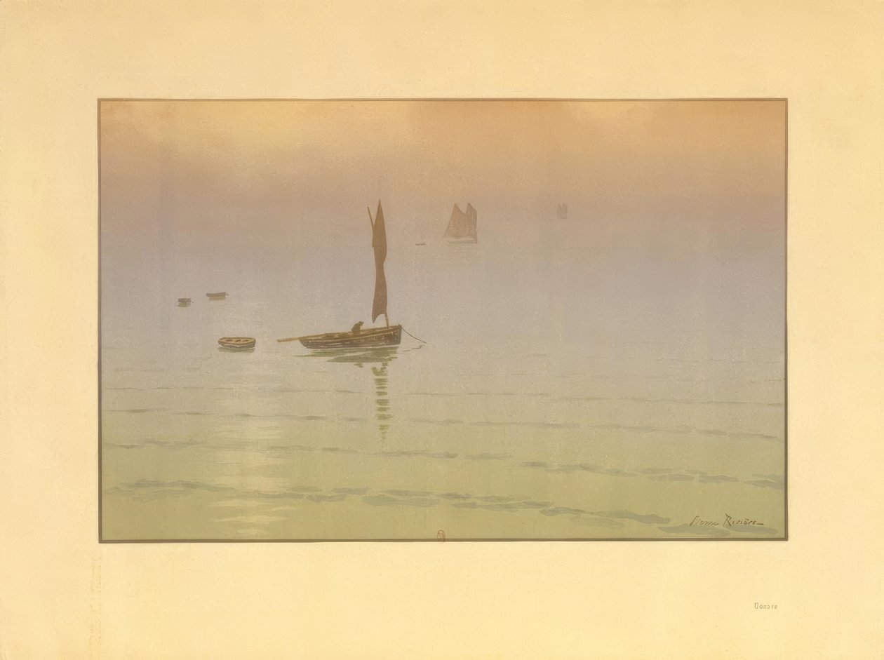 Mist op zee door Henri Rivière