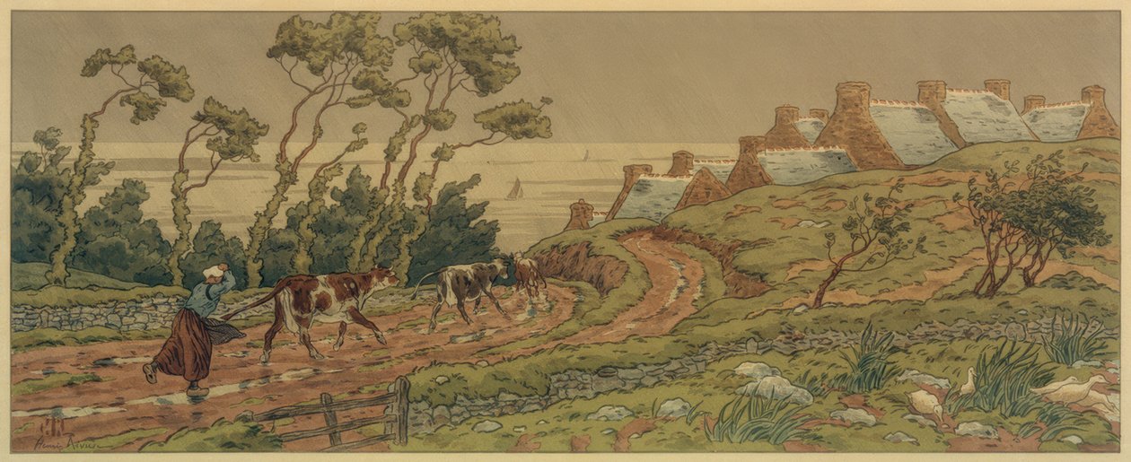 De stortbui door Henri Rivière