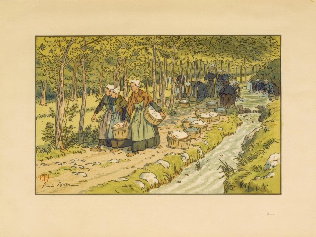 Wasplaats in Tréboul door Henri Rivière