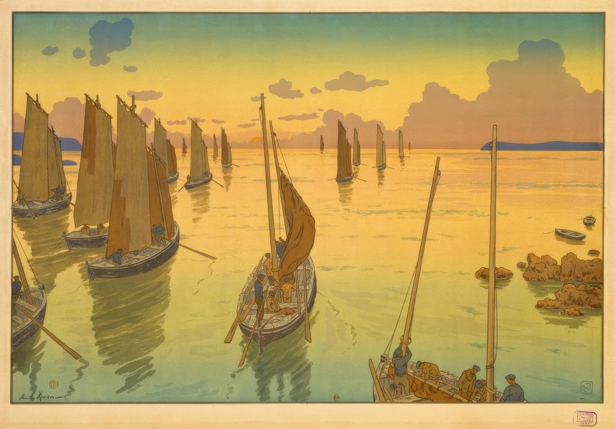 De Zonsondergang door Henri Rivière