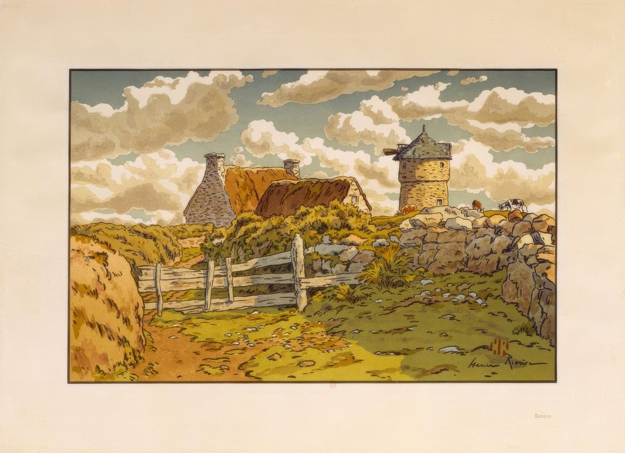 De oude molen in Loguivy door Henri Rivière