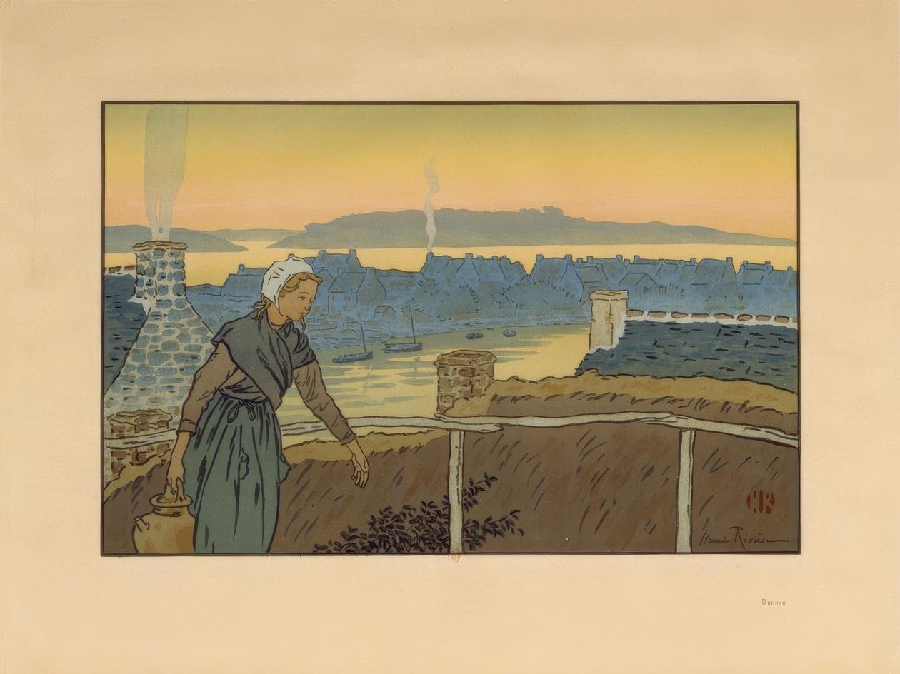 Loguivy in de avond door Henri Rivière
