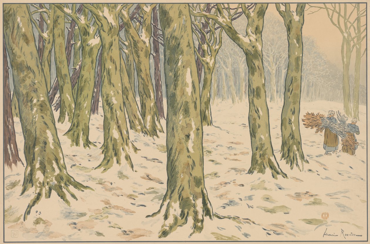 Het bos, winter door Henri Rivière