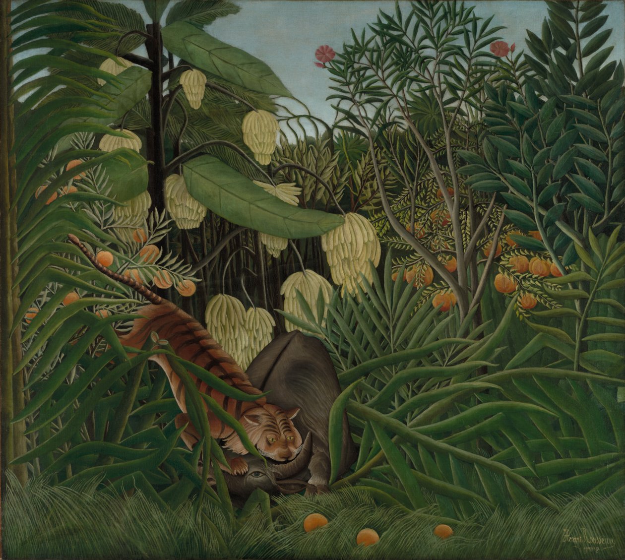 Gevecht tussen een tijger en een buffel door Henri Rousseau