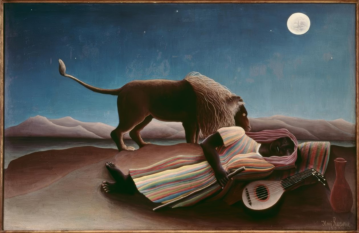 De slapende zigeunerin door Henri Rousseau