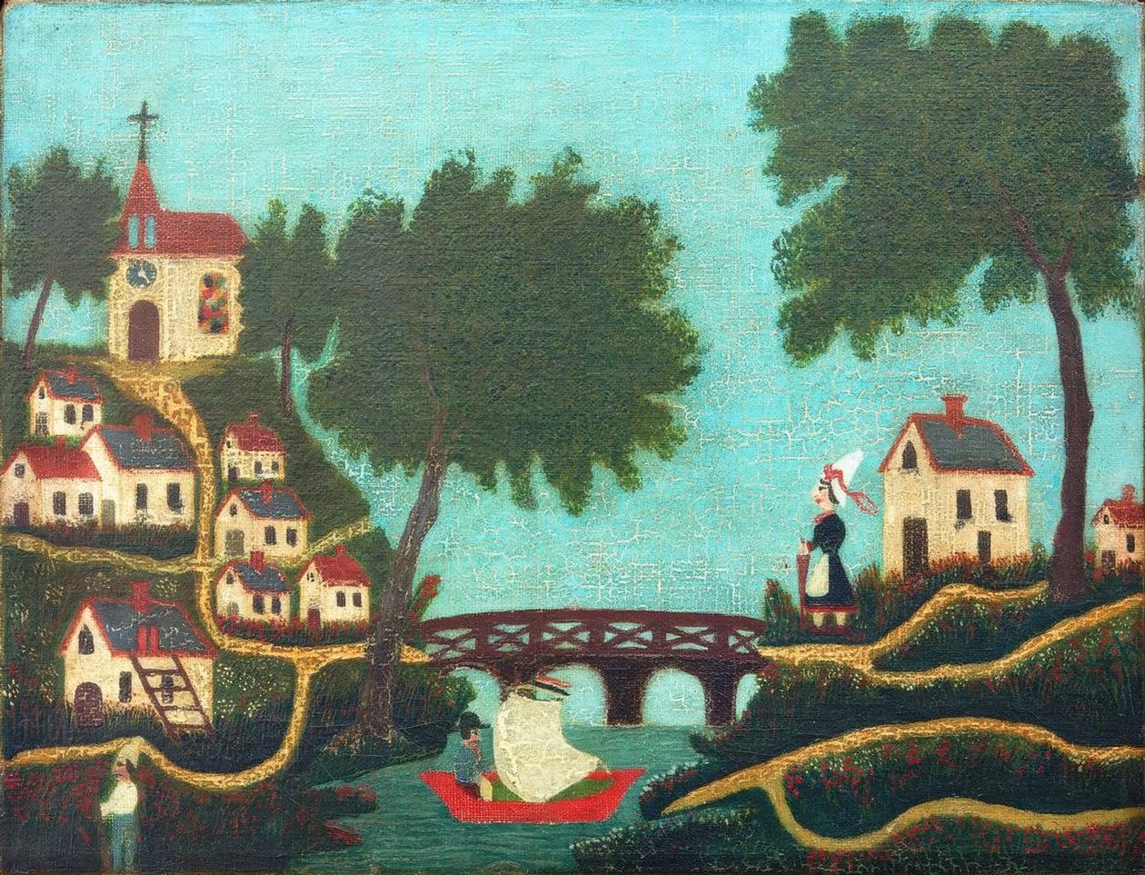 Landschap, de Brug door Henri Rousseau