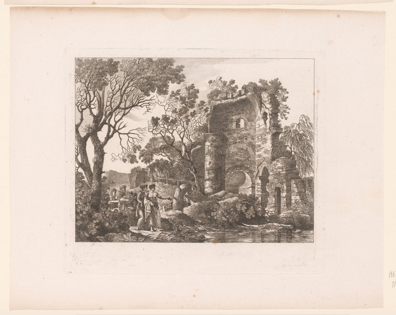 Gezelschap in een landschap met ruïnes door Henri Thomann