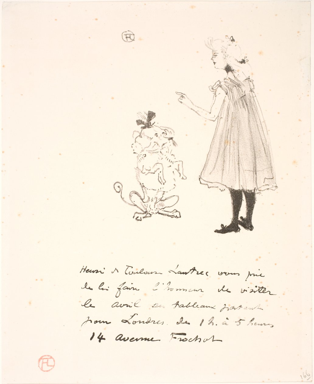 Uitnodiging voor een tentoonstelling door Henri de Toulouse Lautrec