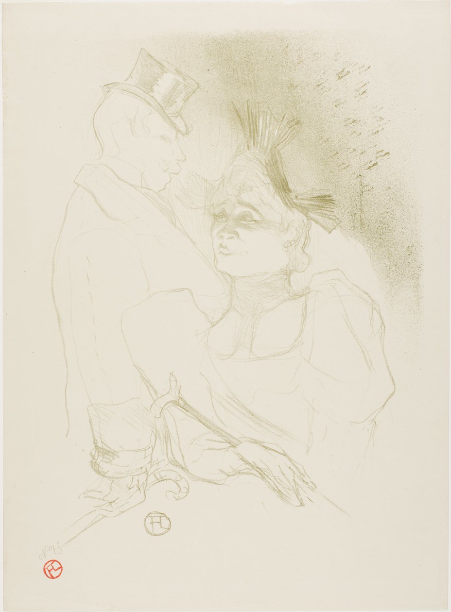 Mademoiselle Lender en Baron door Henri de Toulouse Lautrec