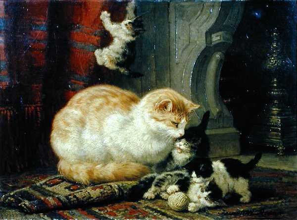 Kittens Aan Het Spelen door Henriette Gertruide Knip