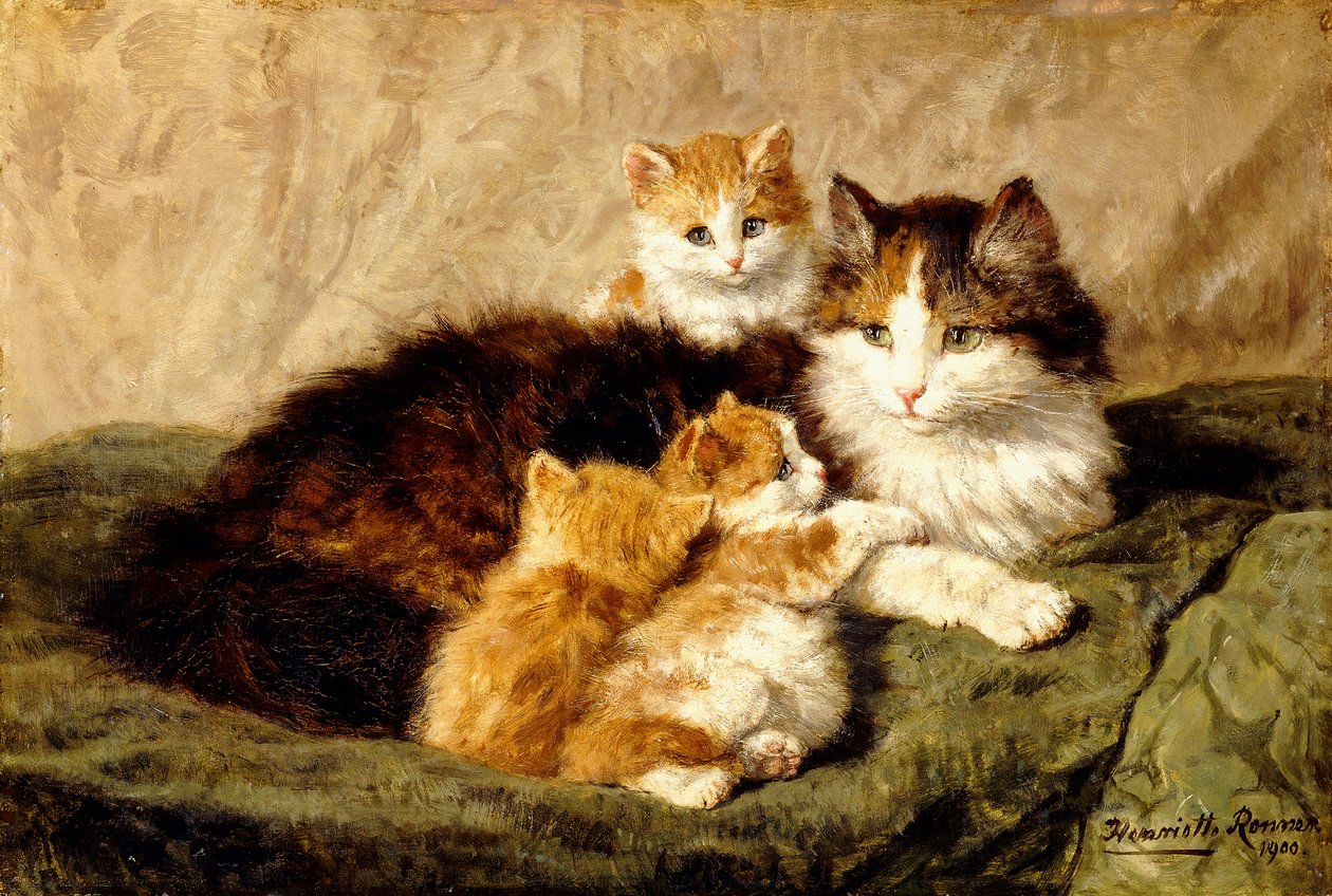 Tevredenheid, 1900 door Henriëtte Ronner Knip