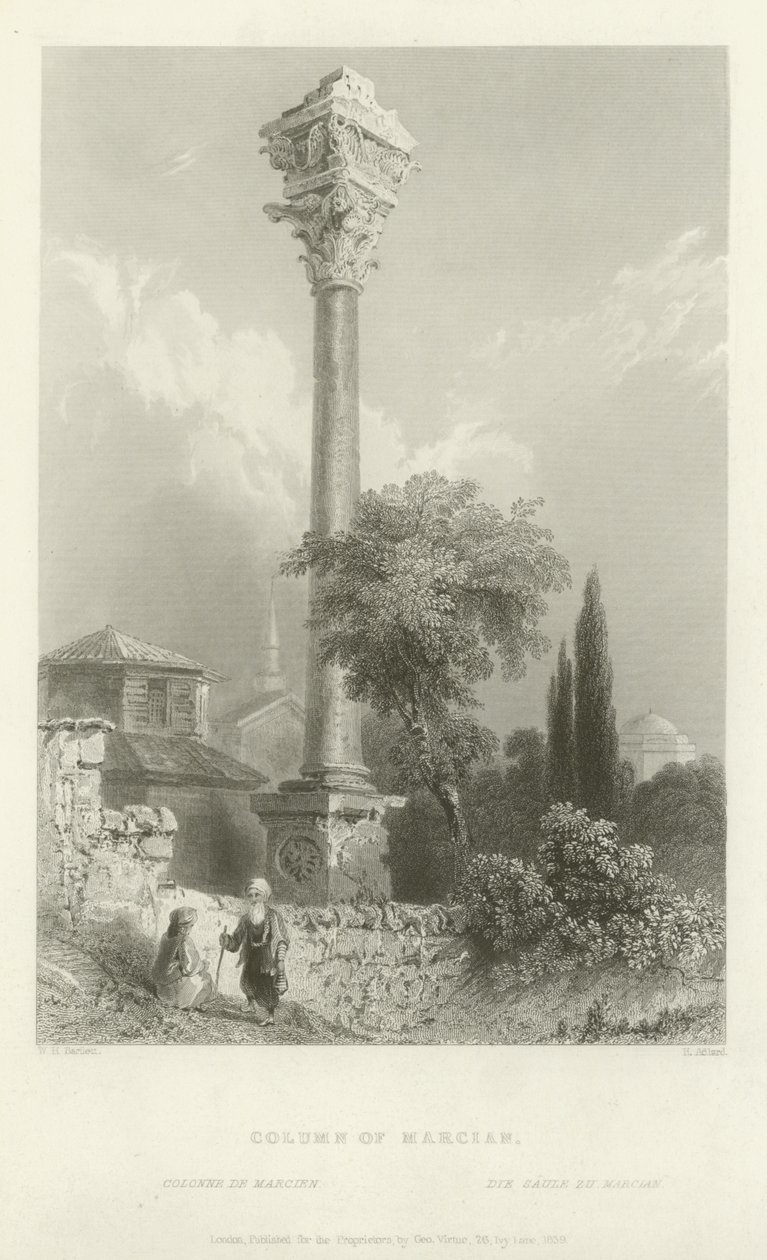 Zuil van Marcianus, Constantinopel, 1839 door Henry Adlard