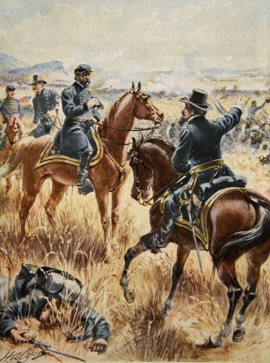 Generaal-majoor George Meade bij de slag om Gettysburg op 2 juli 1863 door Henry Alexander Ogden