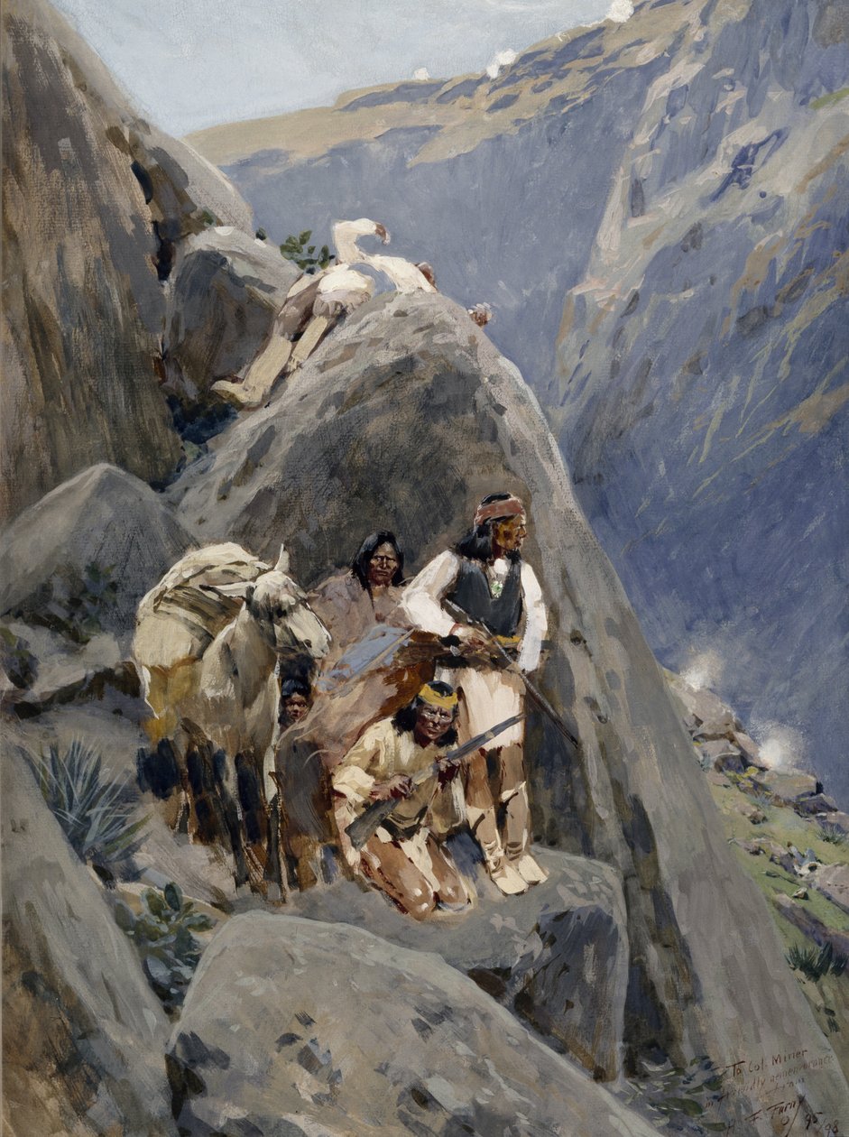 Apache Indianen in de Bergen, 1895-98 door Henry Francois Farny