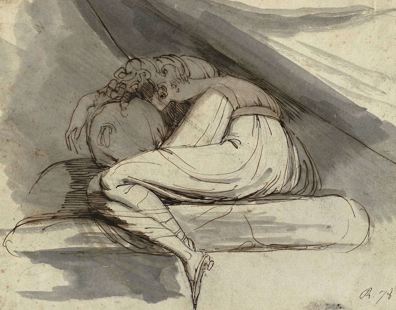 Zittende Vrouw, Opgerold door Johann Heinrich Füssli