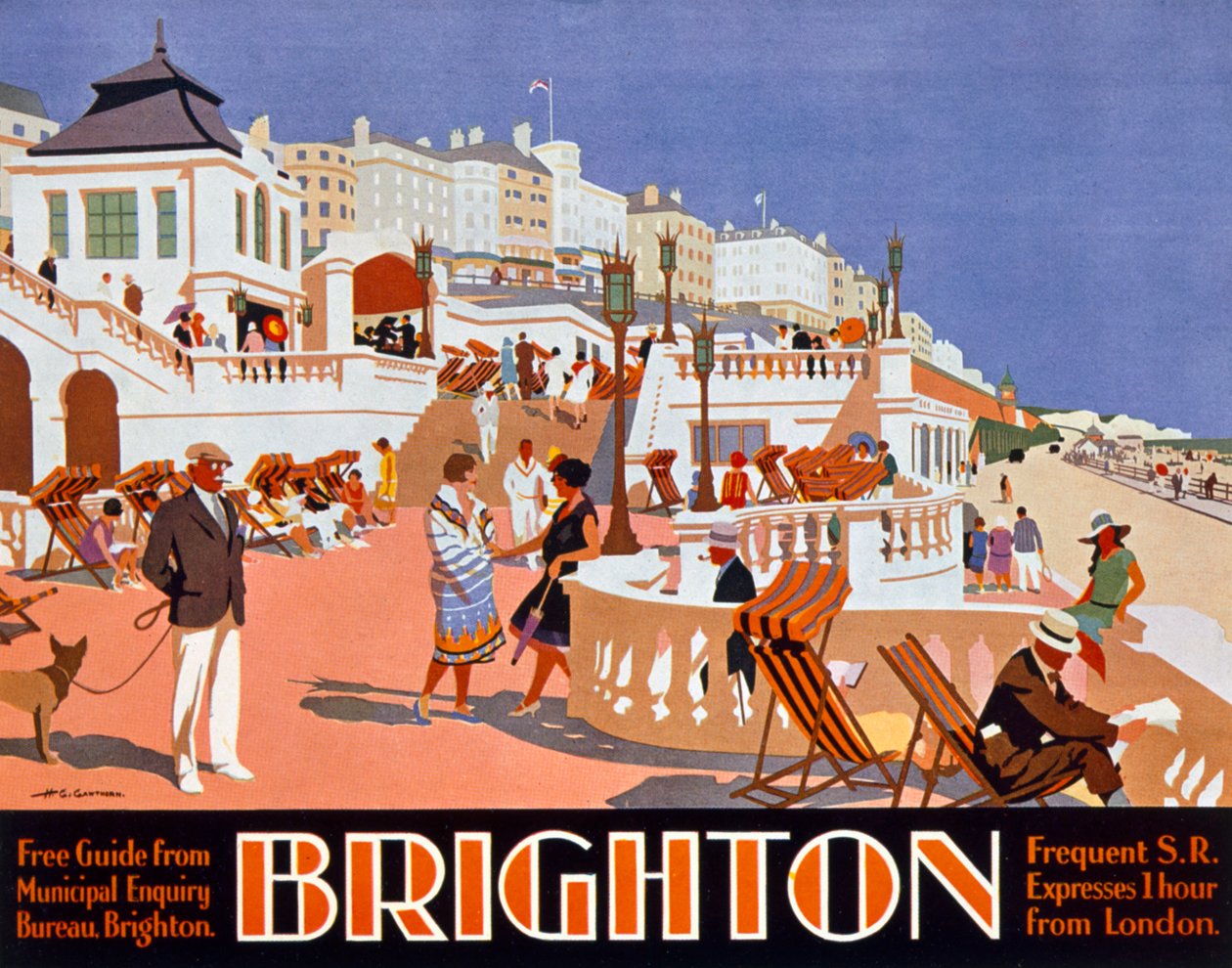 Poster die reizen naar Brighton adverteert door Henry George Gawthorn