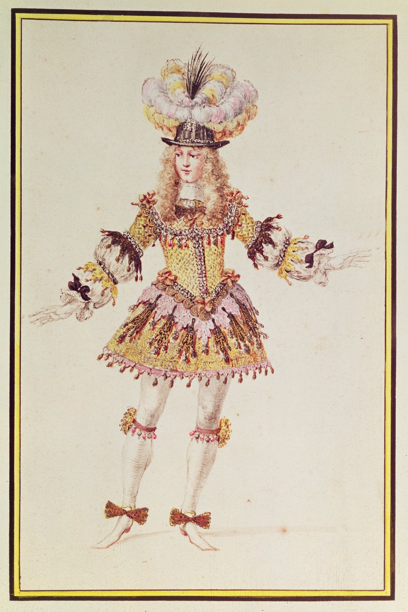 Kostuumontwerp voor mannelijke danser, ca. 1660 door Henry Gissey