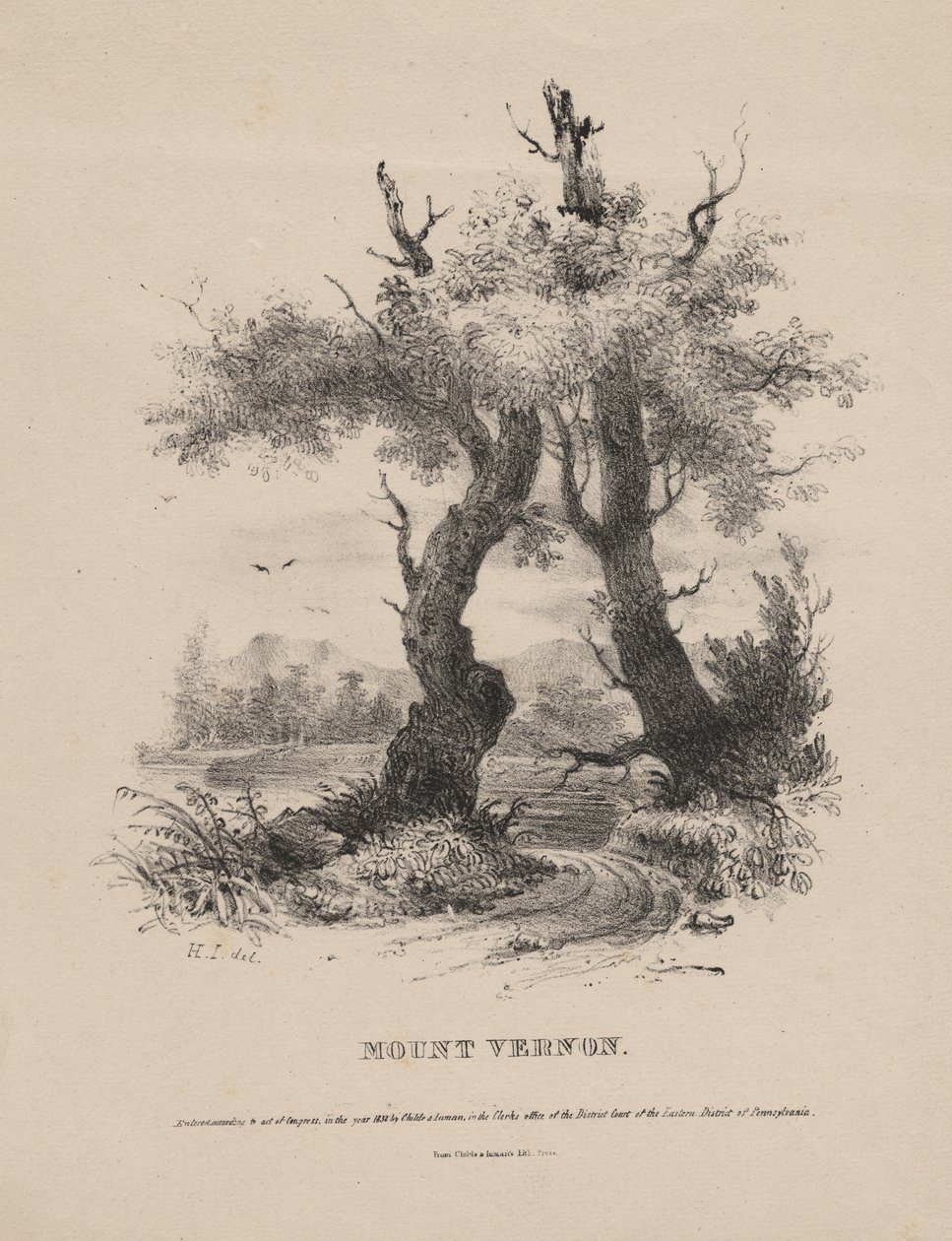 Mount Vernon, litho door Childs en Inman, 1832 door Henry Inman