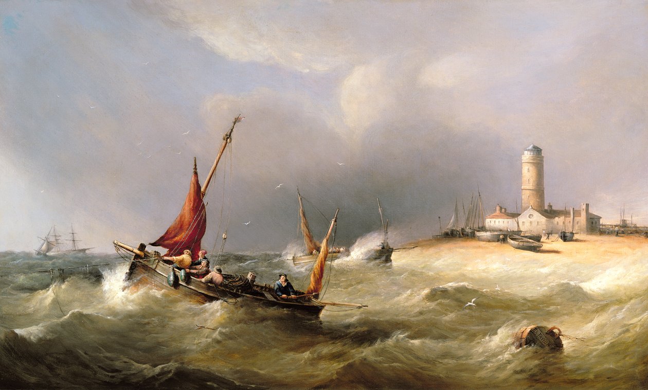 Vissersboten in een Storm bij Dungeness Spit door Henry King Taylor