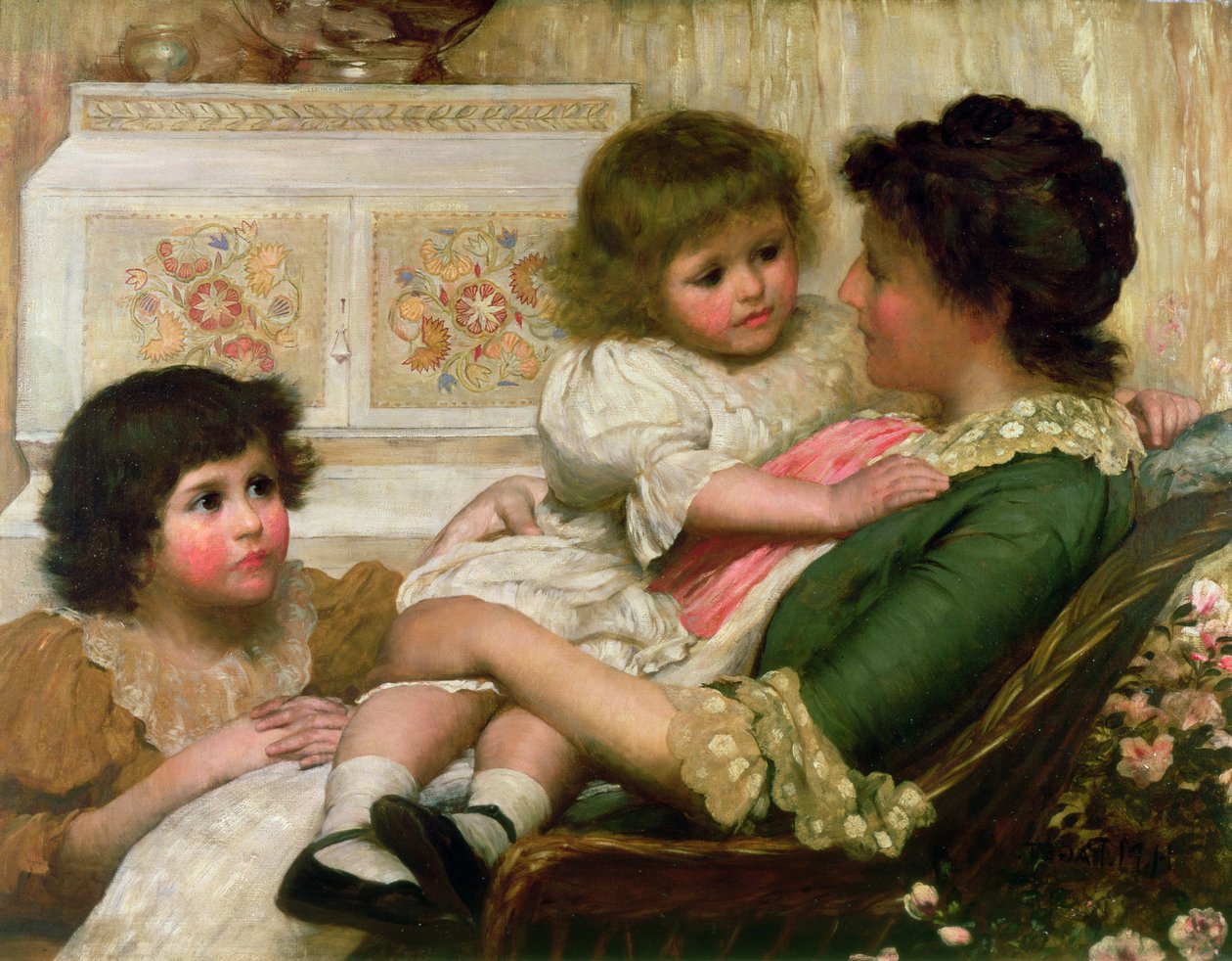 De vrouw van de kunstenaar en haar twee dochters door Henry Marriott Paget