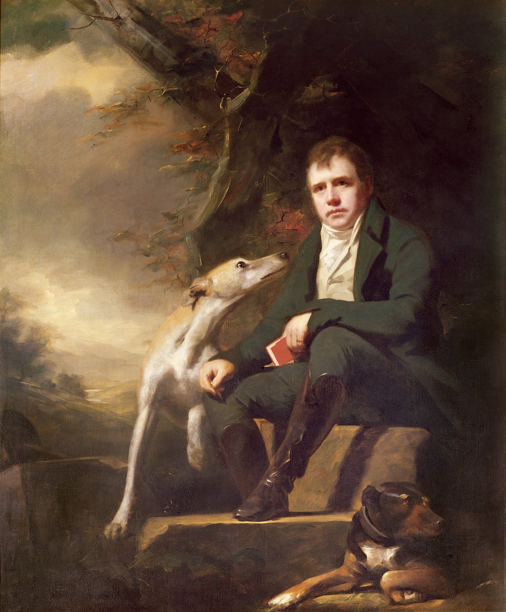 Portret van Sir Walter Scott en zijn honden door Henry Raeburn