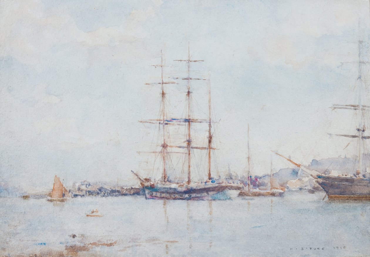 Falmouth Bay, 1925 door Henry Scott Tuke