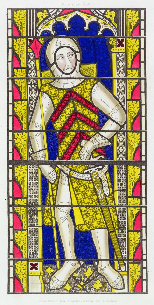 Gilbert de Clare, 3e Graaf van Gloucester (1243-95), naar een glas-in-loodraam van ca. 1340 in de Tewkesbury Abbey Church door Henry Shaw