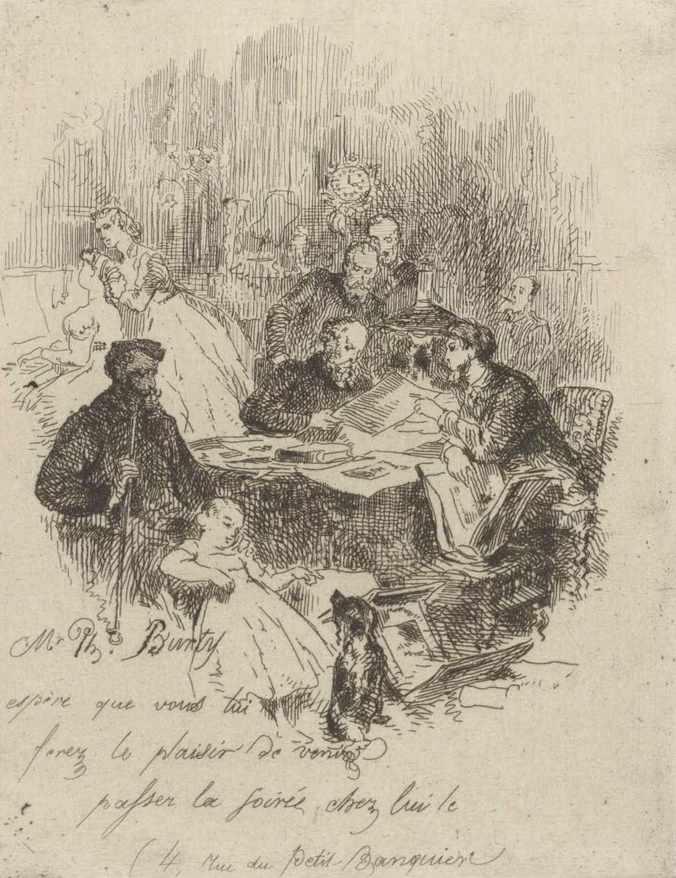 Uitnodigingskaart voor de Soirée bij Ph. Burty door Henry Somm