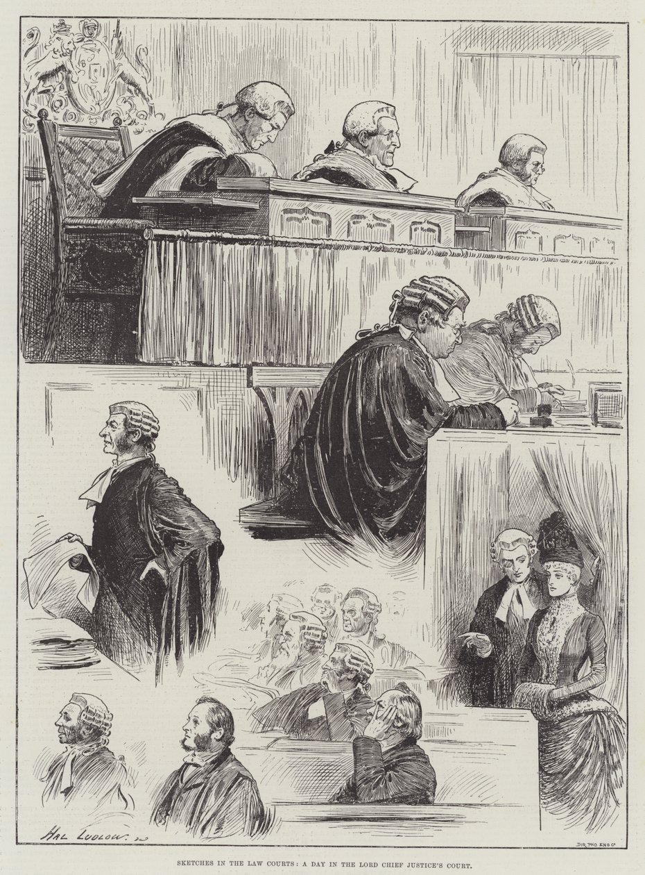 Schetsen in de Rechtbanken, een Dag in het Hof van de Lord Chief Justice door Henry Stephen Ludlow