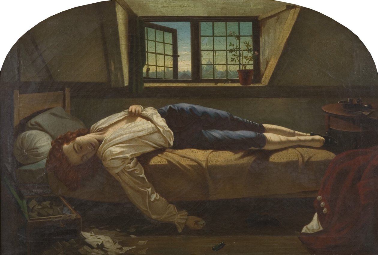De Dood van Chatterton door Henry (after) Wallis