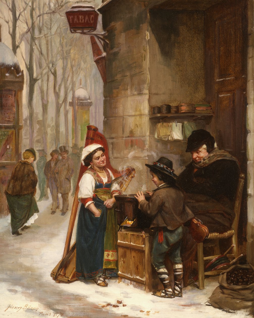 De kastanjeverkoper, 1870 door Henry Bacon