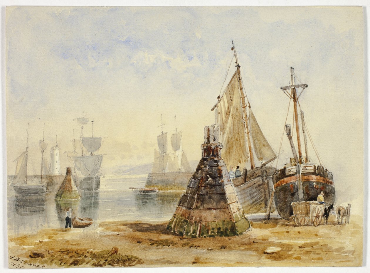 Schepen in de haven door Henry Barlow Carter