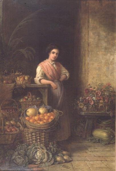 Een jonge fruitverkoper door Henry Charles Bryant