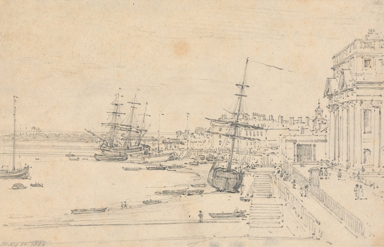 Het douanehuis, Londen door Henry Edridge