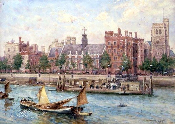 Lambeth Palace vanaf de brug door Henry Edward Tidmarsh