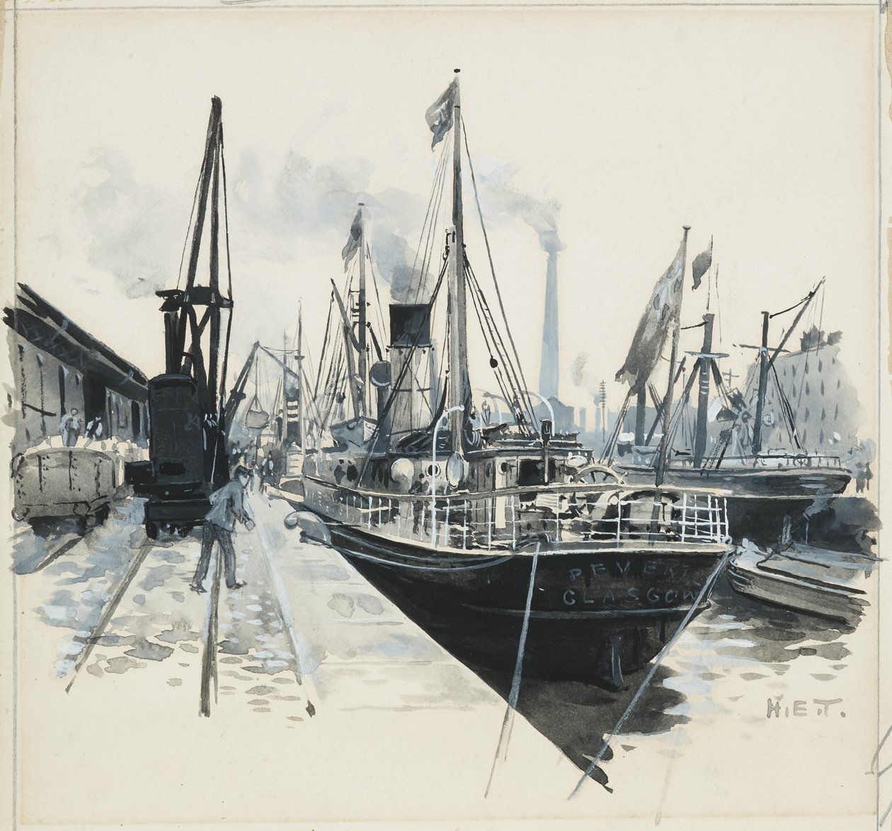 Laden in Pomona Dock door Henry Edward Tidmarsh