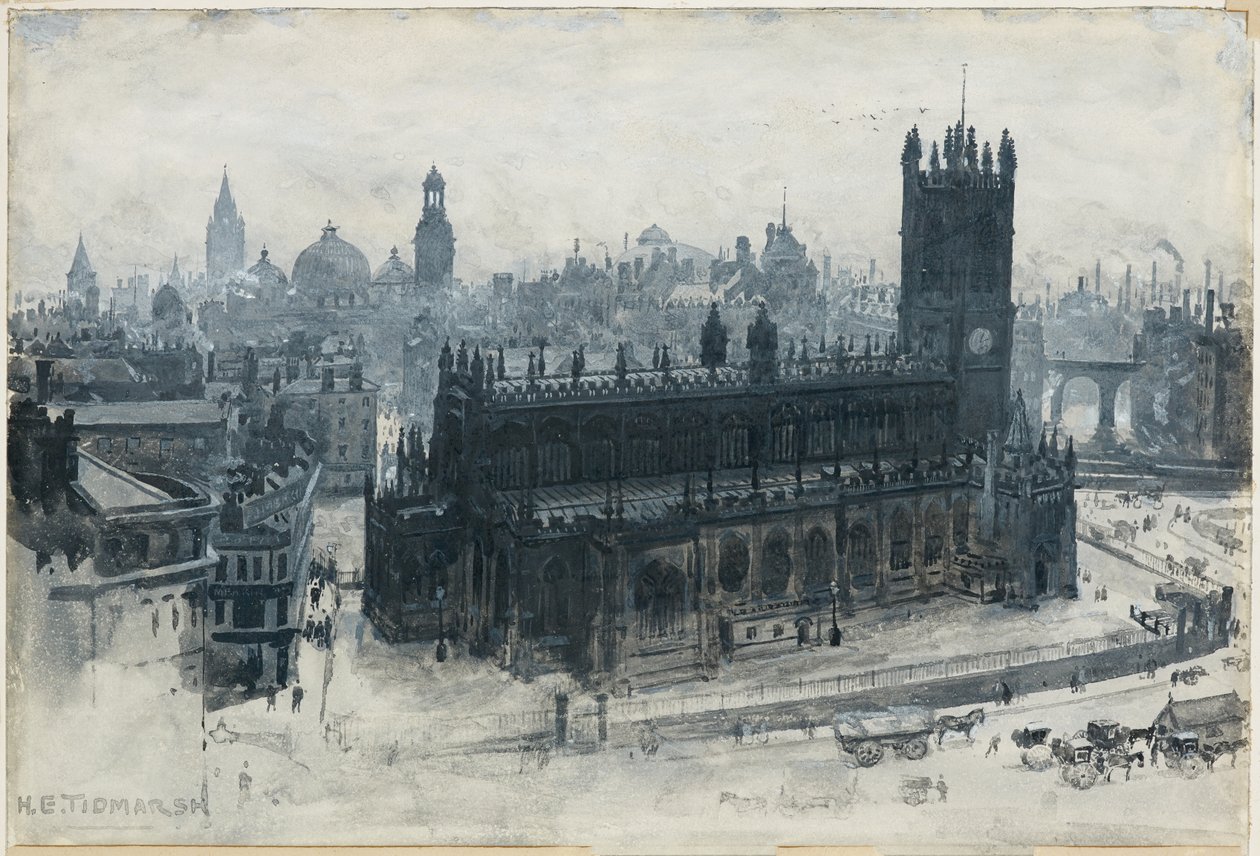 Manchester vanaf de Grammer School door Henry Edward Tidmarsh