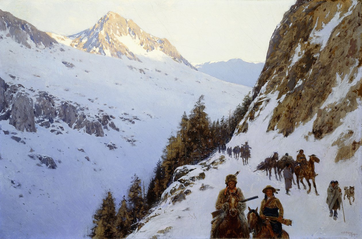 Het pad over de pas door Henry Francois Farny