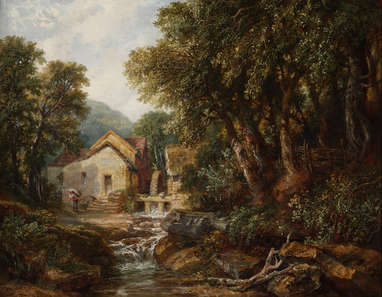 Een molen in Rowsley, Derbyshire, 1867 door Henry Harris Lines