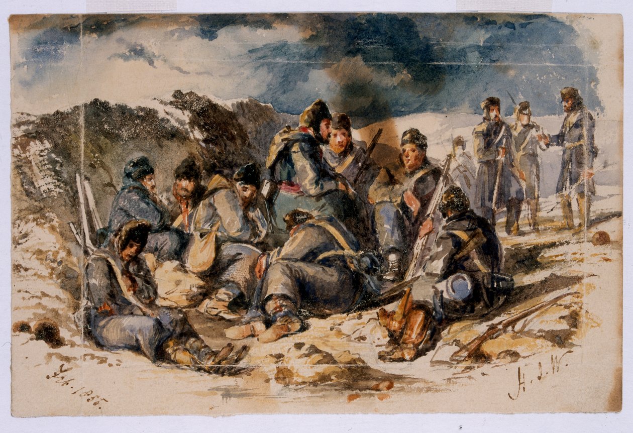 Nachtelijke scène, Sebastopol door Henry John Wilkinson
