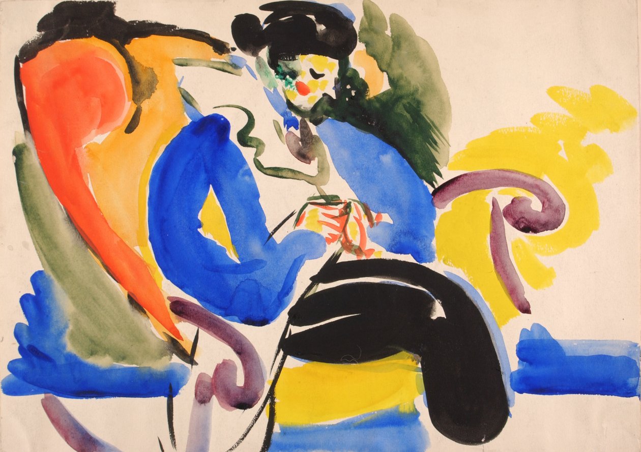 Calligrafisch #2 Vrouw op stoel, 1914-1918 door Henry Lyman Saÿen