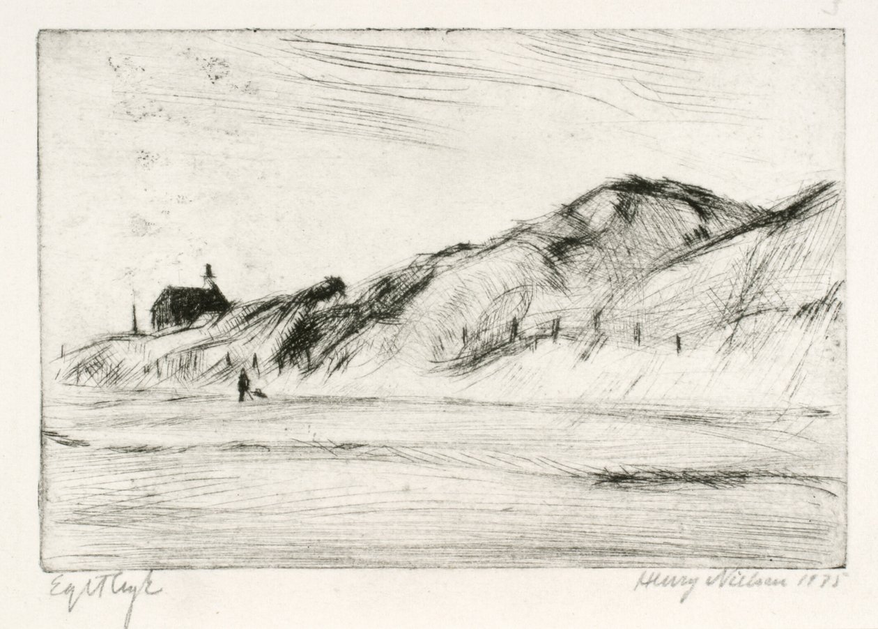 Duinlandschap met Huis en Persoon door Henry Nielsen